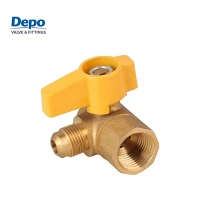 1/2" Ayol X 3/8" Yonuvchan burchakli guruchli gaz sharli klapan T tutqichli